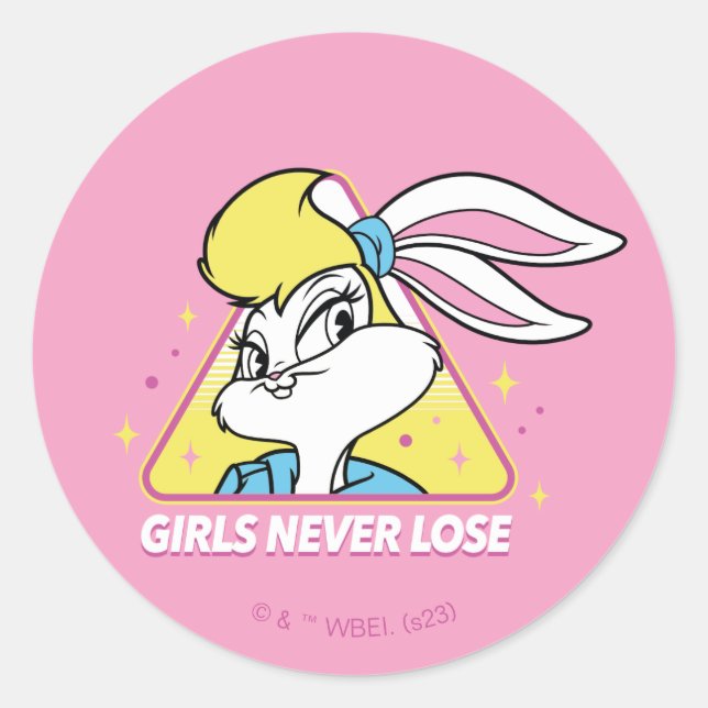 Lola Bunny Girls Never Lose Classic Round Sticker (Front)