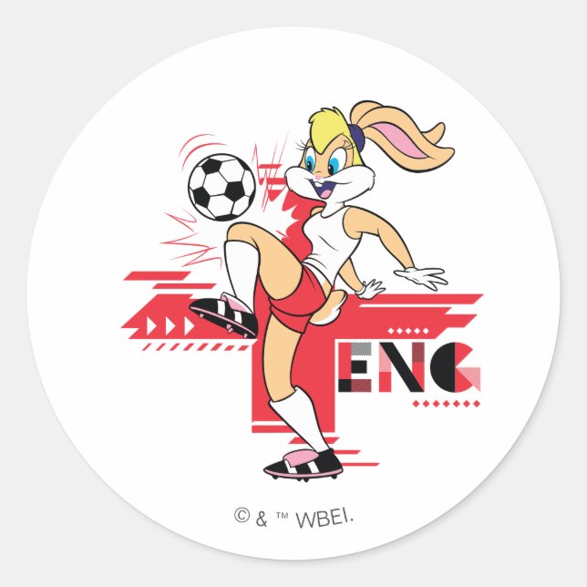 Lola Bunny Team England Soccer Graphic Classic Round Sticker (Front)
