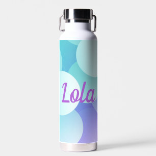 Lola Custom Name Purple Blue Bubble Modern Gift Water Bottle