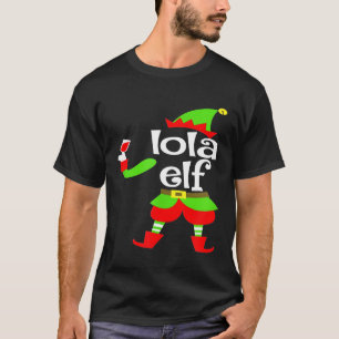 Lola Elf Wine Christmas Xmas Filipino Grandma T-Shirt