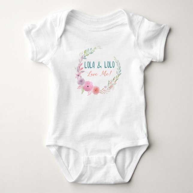 Lola & Lolo Love Me Floral Wreath Baby Bodysuit (Front)