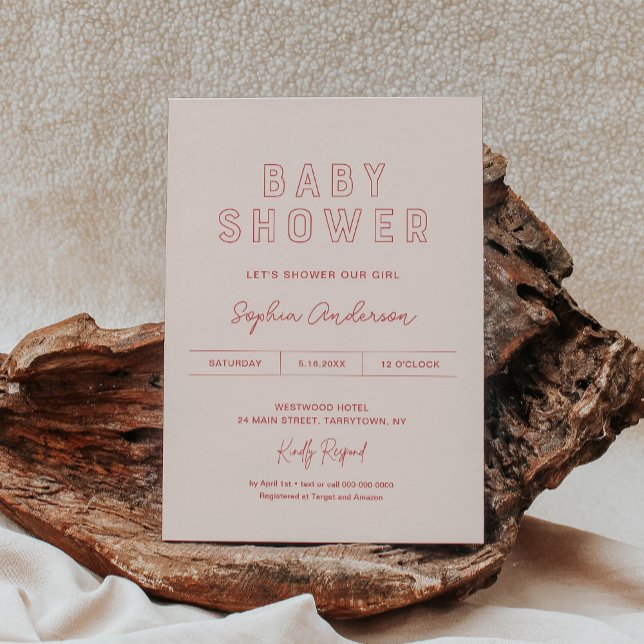LOLA Modern Girl Baby Shower Invitation (Creator Uploaded)