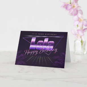 Lola Name Vorname lila retro Karte Geburtstag Card