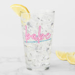 LOLA Neon Blue and Pink 90's Babe Bachelorette Glass<br><div class="desc">This babe bachelorette pint glass features neon inspired wording and is perfect for a bachelorette weekend group gift. Pair with the 'bride' option for the bride-to-be for a cohesive look. 💜 COLORS ARE EDITABLE! Click 'edit design' to change the colours.</div>