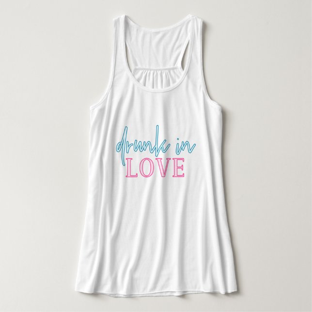 LOLA Pink Blue Neon Drunk In Love Bachelorette Singlet (Design Front)