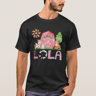 Lola Pink Farm Animal Birthday Kids Matching Famil T-Shirt