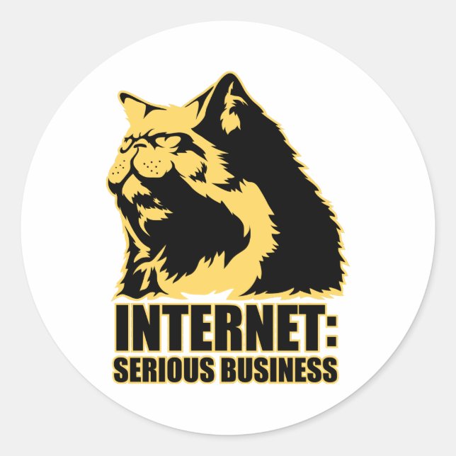 lolcat the internet is serious business classic round sticker (Front)