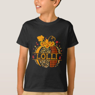 Lolli Leopard Floral Pumpkin Fall Autumn Thanksgiv T-Shirt