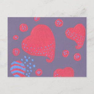 lollipop attacked by hearts postcard