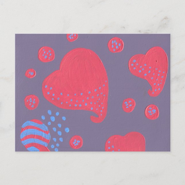 lollipop attacked by hearts postcard (Front)