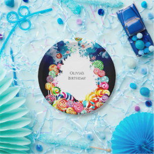  Lollipop Boho Candyland Birthday Paper Plate
