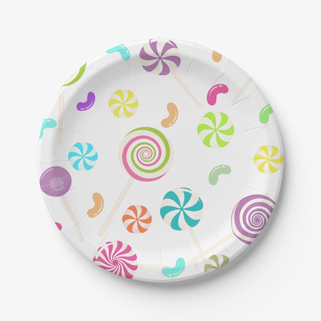 Lollipop Candy Party Paper Plates (Front)