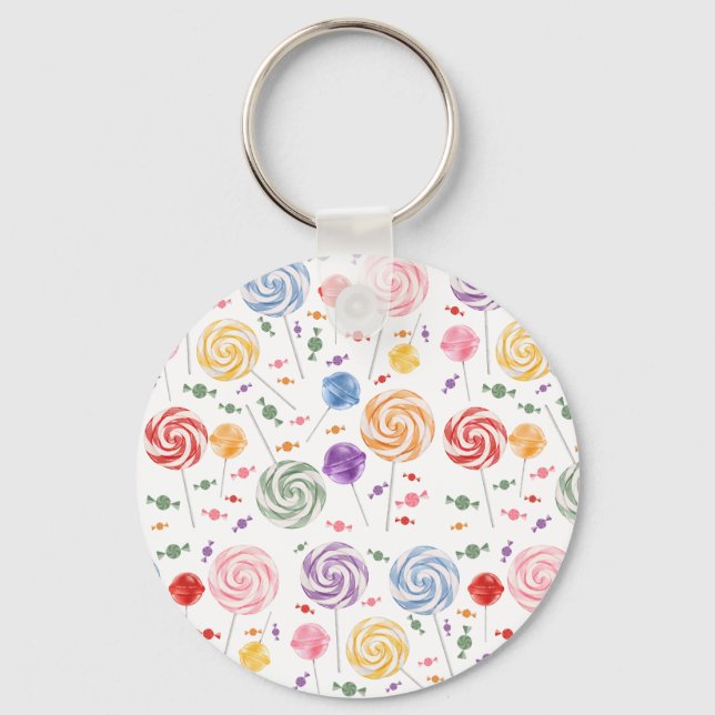 Lollipop Candy Pattern Colourful Key Ring (Front)