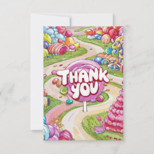 Lollipop Candyland thank you card