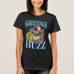 Lollipop Cat Meme Greetings Huzz Funny Silly Cat B T-Shirt