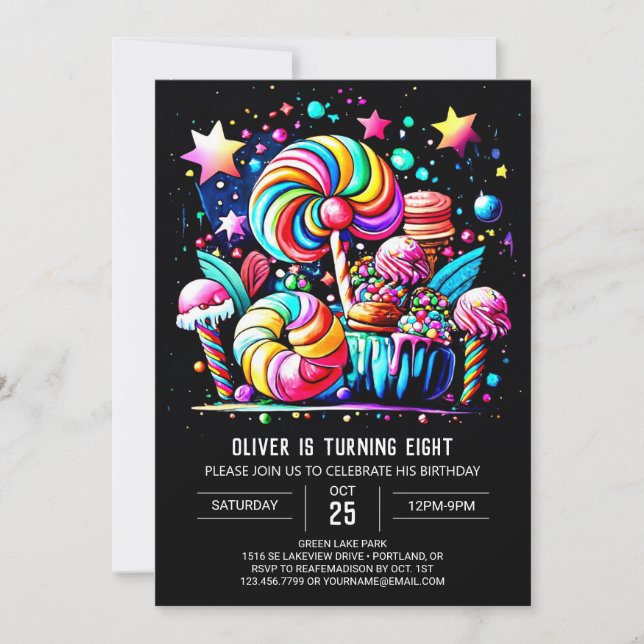 Lollipop Fantasy Birthday Invitation (Front)