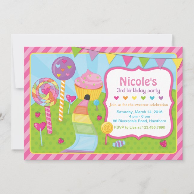 Lollipop Invitation / Candyland Invitation (Front)