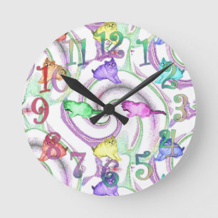 Lollipop Kittens Round Clock