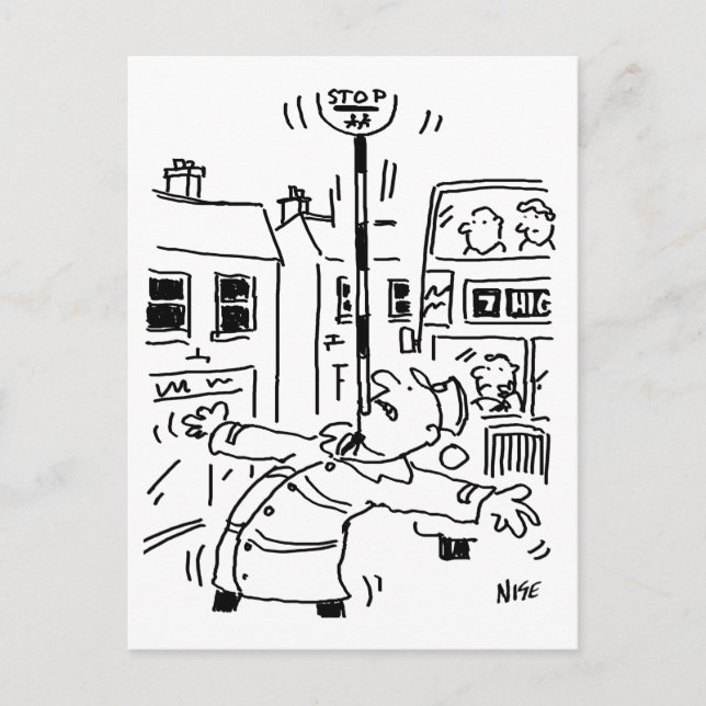 Lollipop Man is Showing Off Postcard (Front)