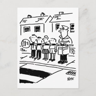 Lollipop Man Uses Lollipop as Restraining Barrier Postcard
