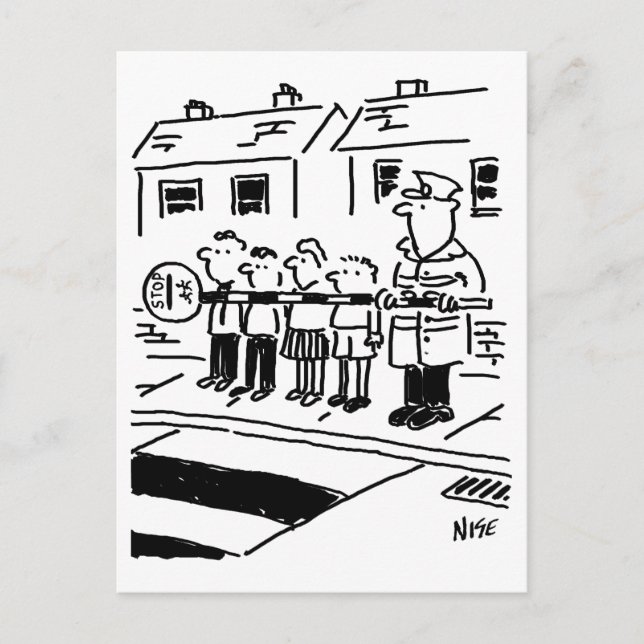 Lollipop Man Uses Lollipop as Restraining Barrier Postcard (Front)