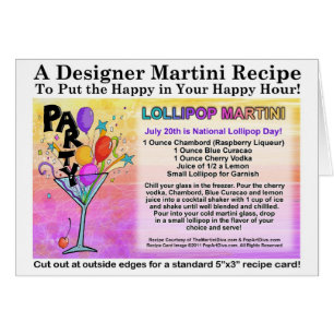 Lollipop Martini Recipe Greeting - Note Card