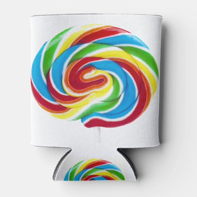 Lollipop Rainbow Swirl Can Cooler (Front)