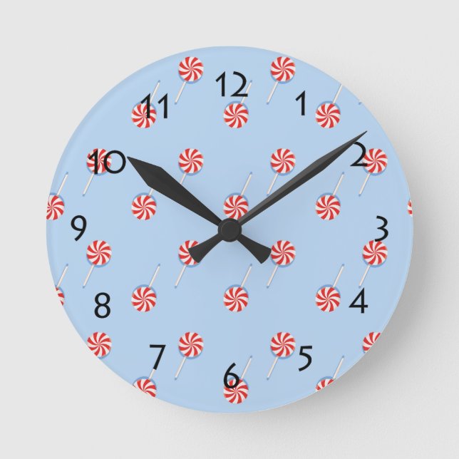 Lollipop Sweet Candy Blue Wall  Round Clock (Front)