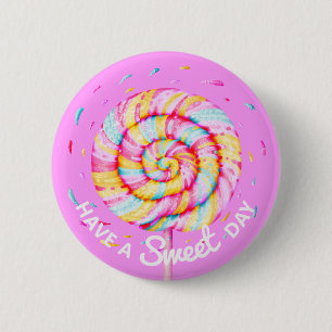Lollipop Sweet Candy Illustration Have a Sweet Day 6 Cm Round Badge