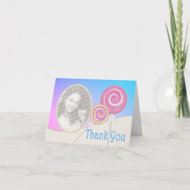 Lollipop Thank You Note with Photo Card (Front)