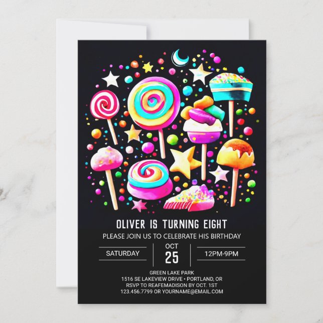 Lollipop Wonderland Bliss Birthday Invitation (Front)