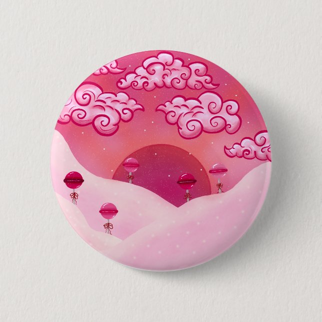 Lollipops and pretty clouds illustration 6 cm round badge (Front)