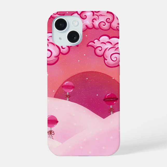 Lollipops and pretty clouds iPhone 15 case (Back)