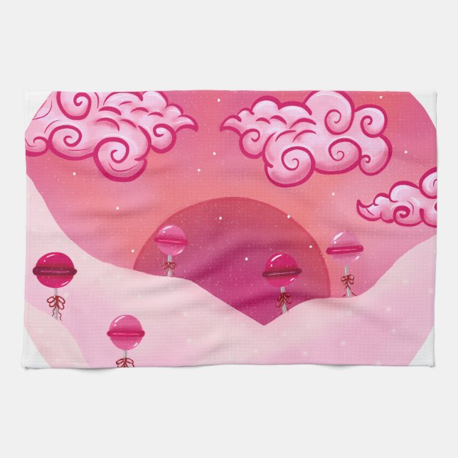 Lollipops and pretty clouds tea towel (Horizontal)