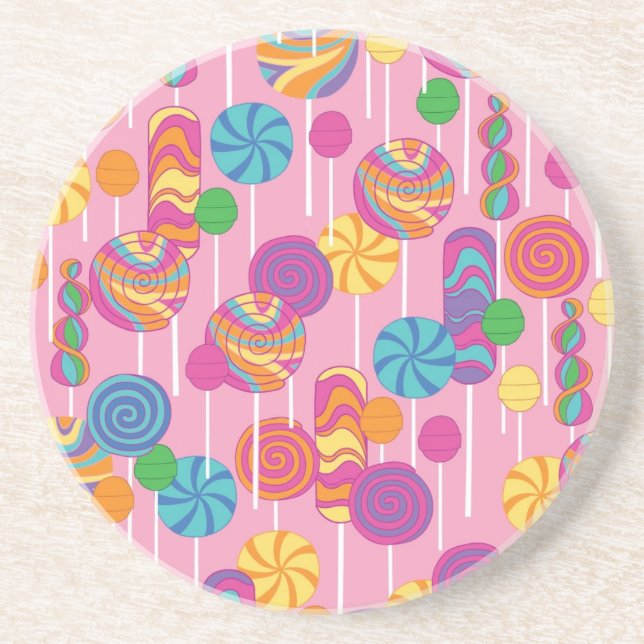 Lollipops Candy Pattern Coaster (Front)