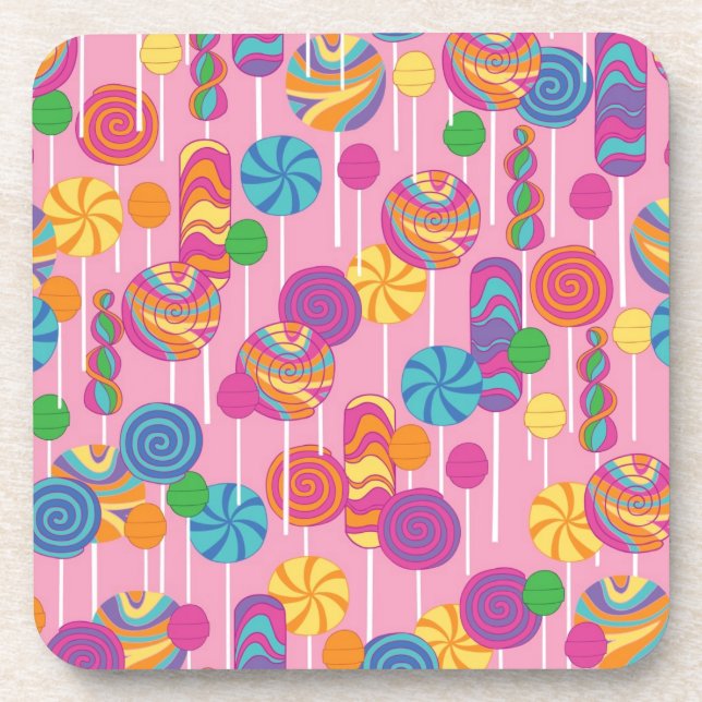 Lollipops Candy Pattern Coaster (Front)
