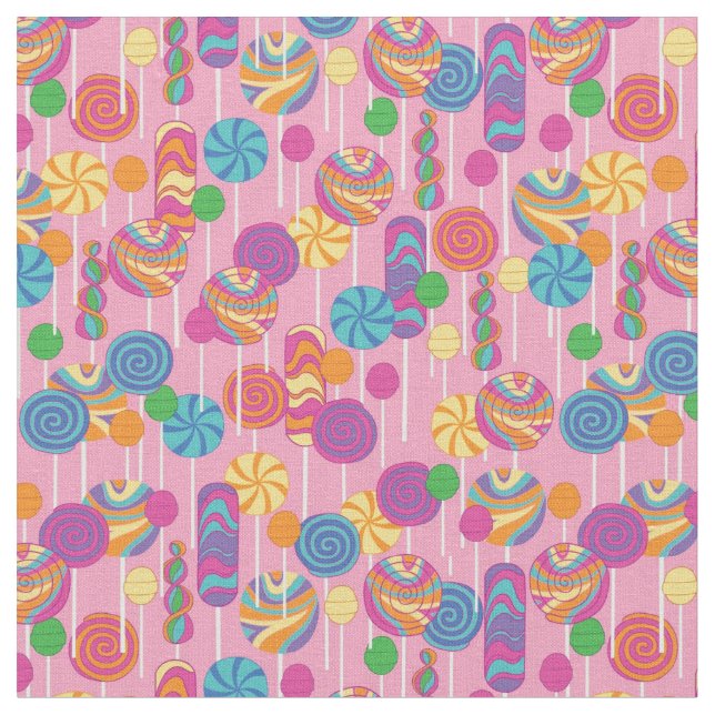 Lollipops Candy Pattern Fabric (Close Up)
