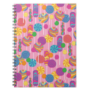 Lollipops Candy Pattern Spiral Notebook