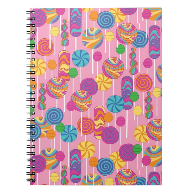Lollipops Candy Pattern Spiral Notebook (Front)
