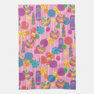 Lollipops Candy Pattern Tea Towel