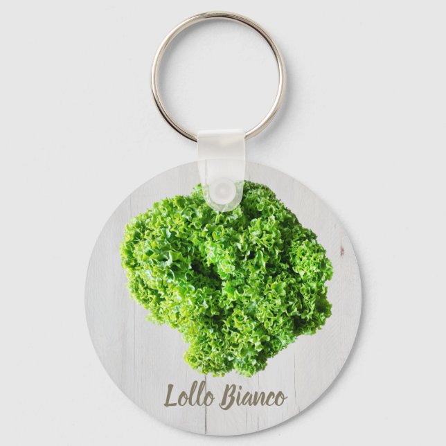 Lollo Bianco Salad lettuce leaves for Vegans Key Ring (Front)