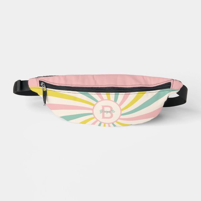 'Lollypop Vibes', retro pastel swirl  Bum Bags (Front)
