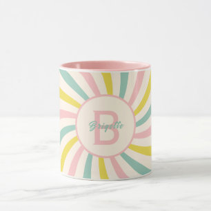 'Lollypop Vibes', retro pastel swirl Mug
