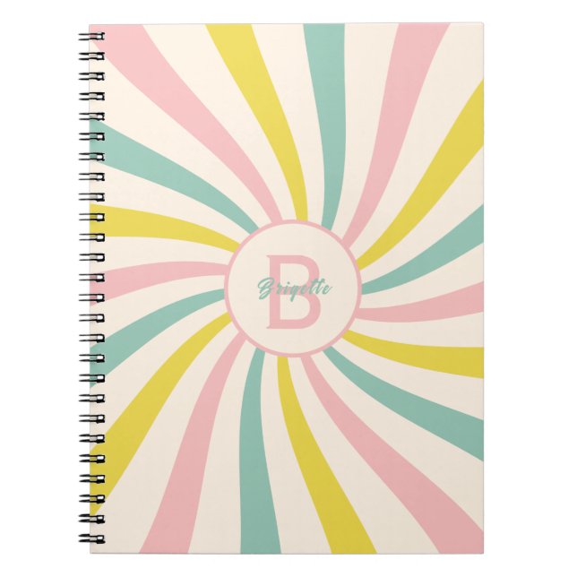 'Lollypop Vibes', retro pastel swirl  Notebook (Front)