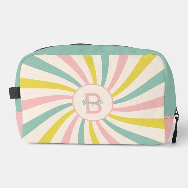 'Lollypop Vibes', retro pastel swirl  Printed Back Dopp Kit (Front)