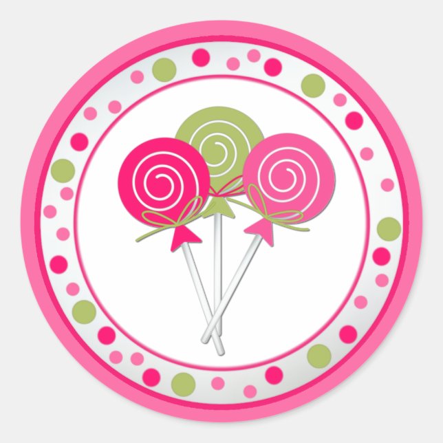Lollypops Birthday Party Sticker (Front)