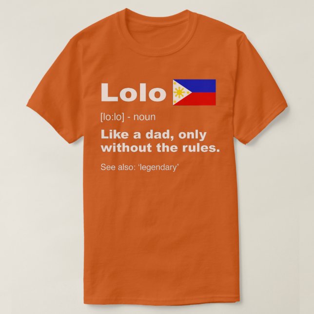 Lolo Filipino Grandpa Definition  Funny Fathers Da T-Shirt (Design Front)