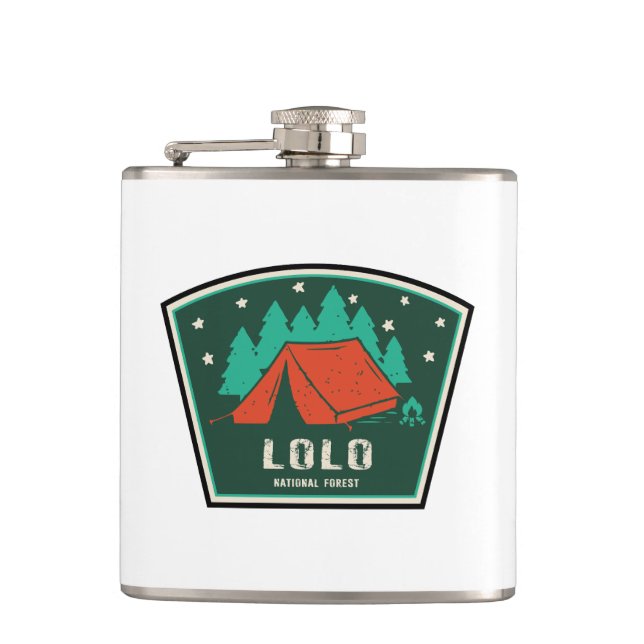 Lolo National Forest Montana Camping Hip Flask (Front)