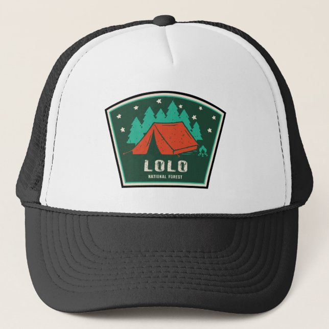 Lolo National Forest Montana Camping Trucker Hat (Front)