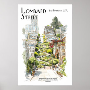 Lombard Street Poster  San Francisco Winding Road